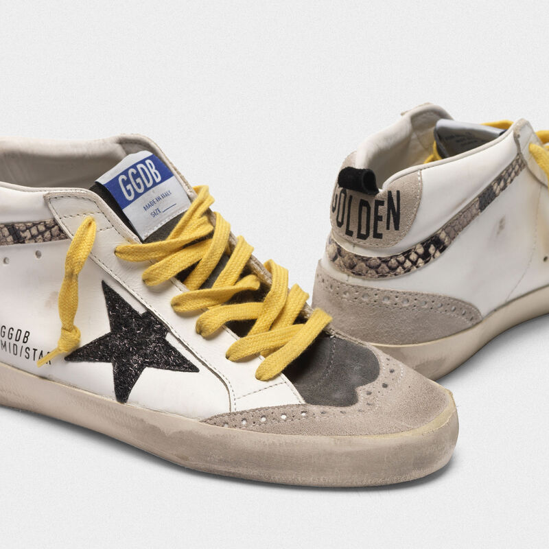 Mid Star Mid-Star sneakers in leather with snake-print insert | Golden ...