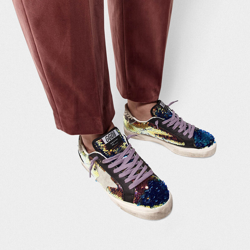 May May sneakers with sequins and snake-print heel tab | Golden Goose ...