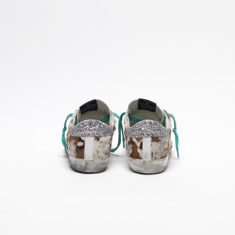 Superstar Cow-print Superstar sneakers with glittery heel tab | Golden ...