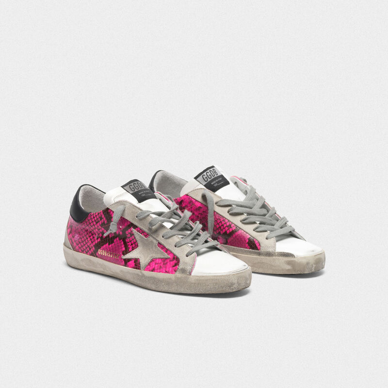 Superstar Superstar sneakers in fuchsia snakeskin leather | Golden ...