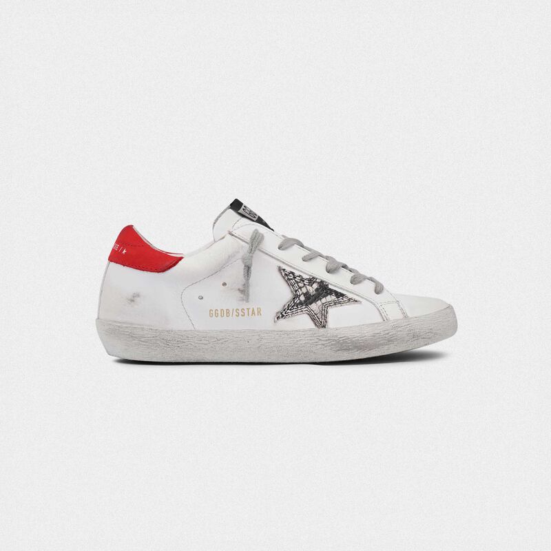 Superstar Superstar sneakers with snakeskin-print star and red heel tab ...