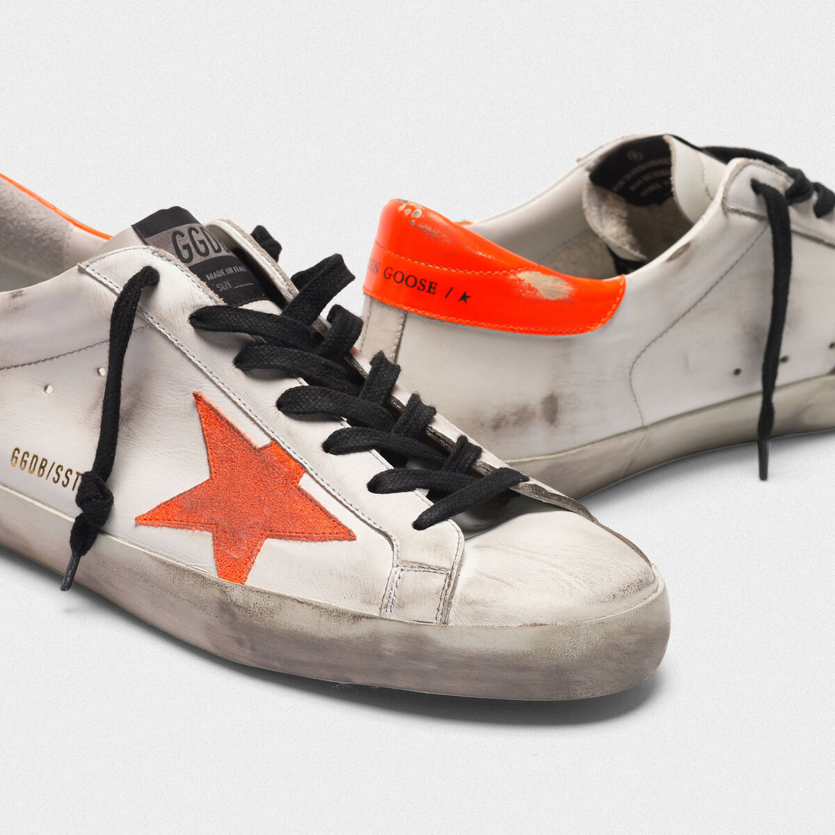 Superstar Superstar sneakers with star and fluorescent orange heel tab ...
