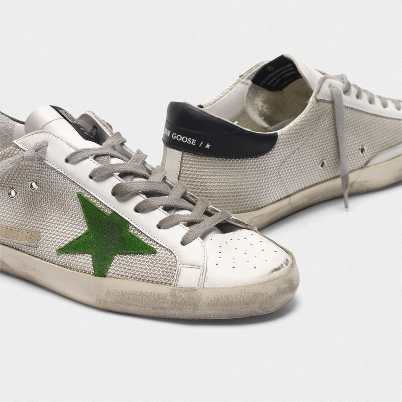 Superstar Superstar sneakers in leather and mesh with green star ...