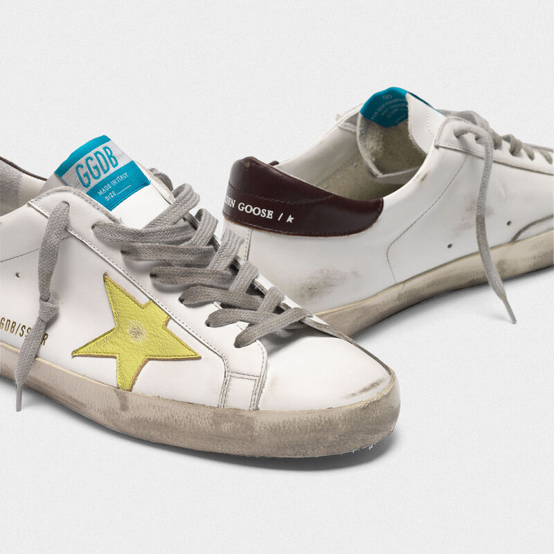 Superstar Superstar sneakers with yellow star and burgundy heel tab ...