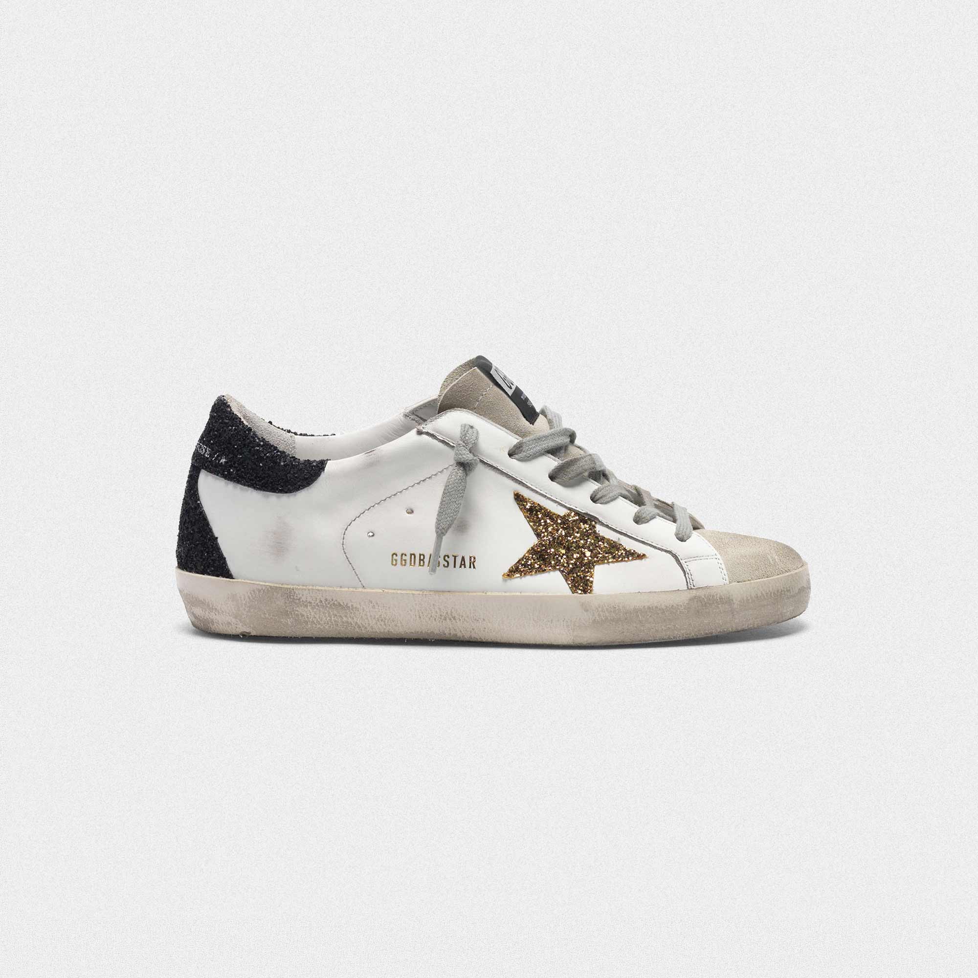 Superstar Superstar sneakers with gold star and glittery black heel tab ...